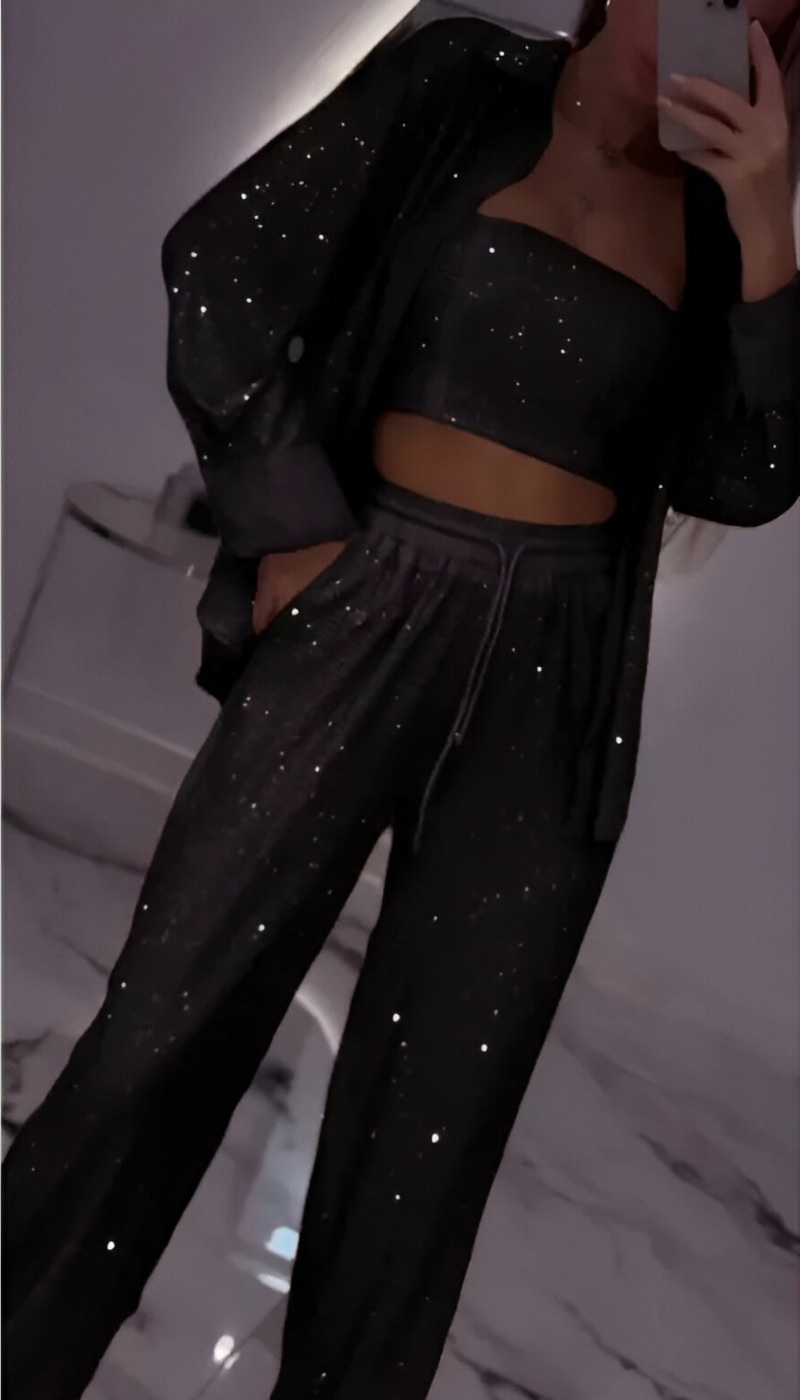 NORVIAS | Modern Sequins 3-Piece Lounge Set