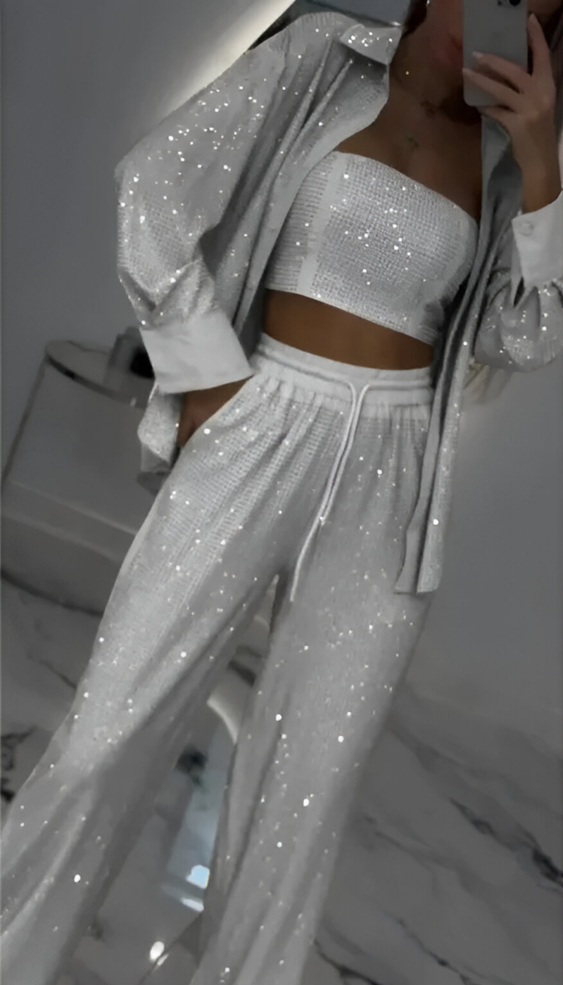 NORVIAS | Modern Sequins 3-Piece Lounge Set